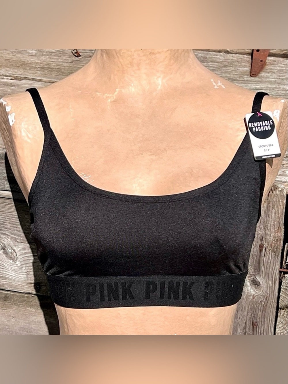 - PINK Victoria’s Secret Sz S Black Logo Sports Bra! NEW!
